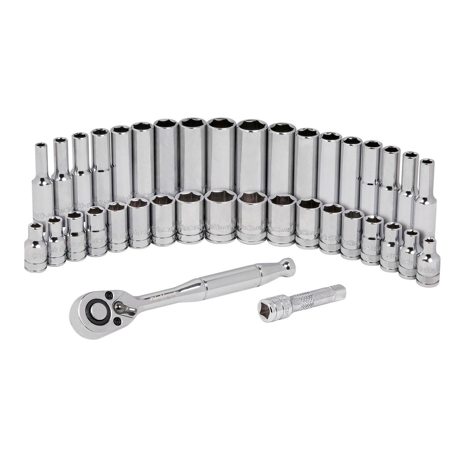 DieHard 1/4" Drive Ratchet Socket Set, SAE & Metric, 38Piece, 72 Tooth