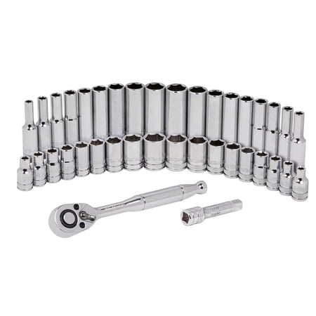 DieHard 1/4" Drive Ratchet Socket Set, SAE & Metric, 38-Piece, 72 Tooth