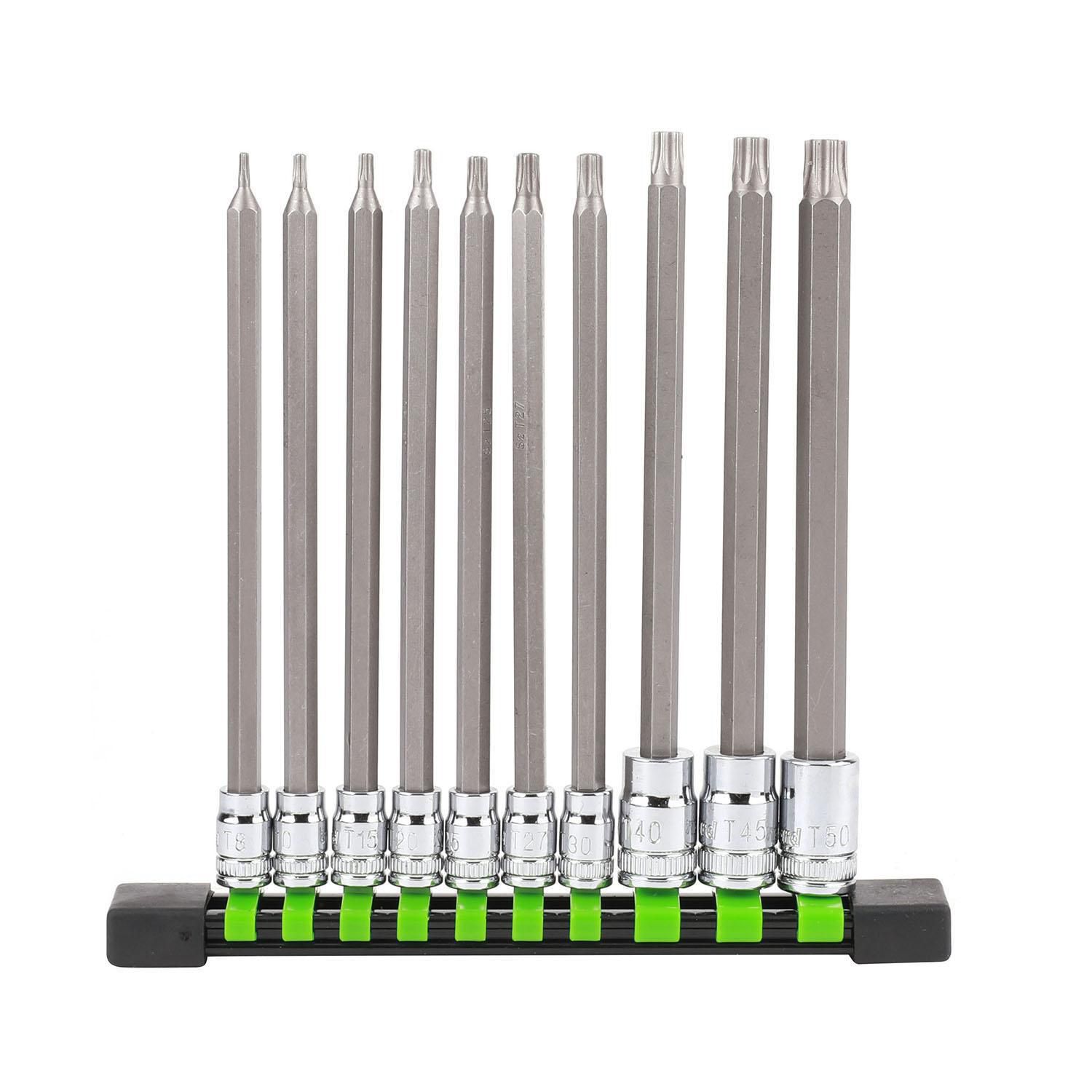 DieHard 1/4" and 3/8" Drive Long Star Bit Socket Set, 10Piece