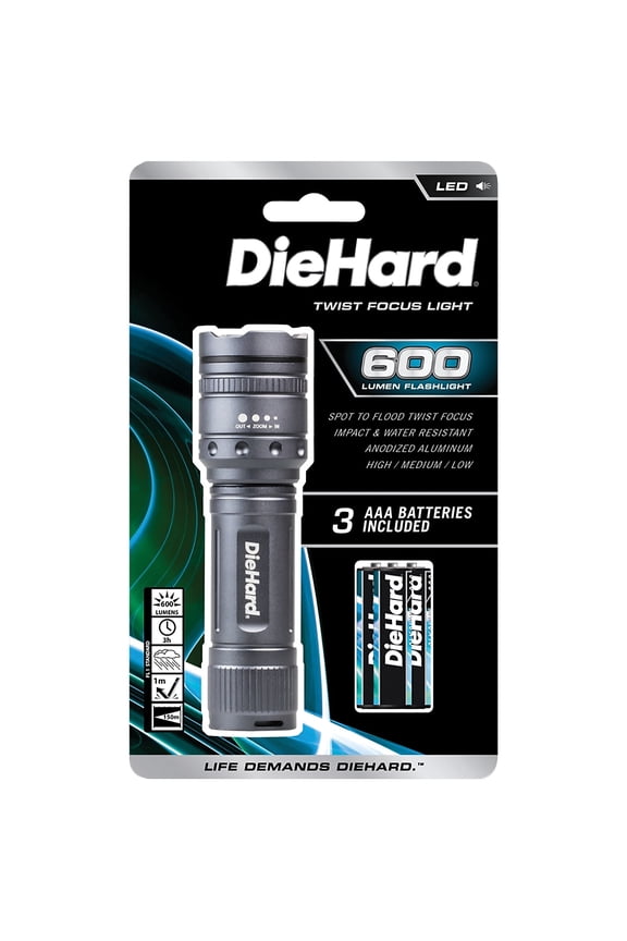 41-6121 Twist Focus Flashlight, Grey, 600-Lumens