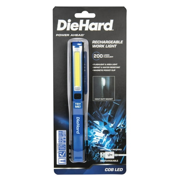 DieHard 41-6641 200-Lumen Water-Resistant Rechargeable COB LED Pen Light with Clip