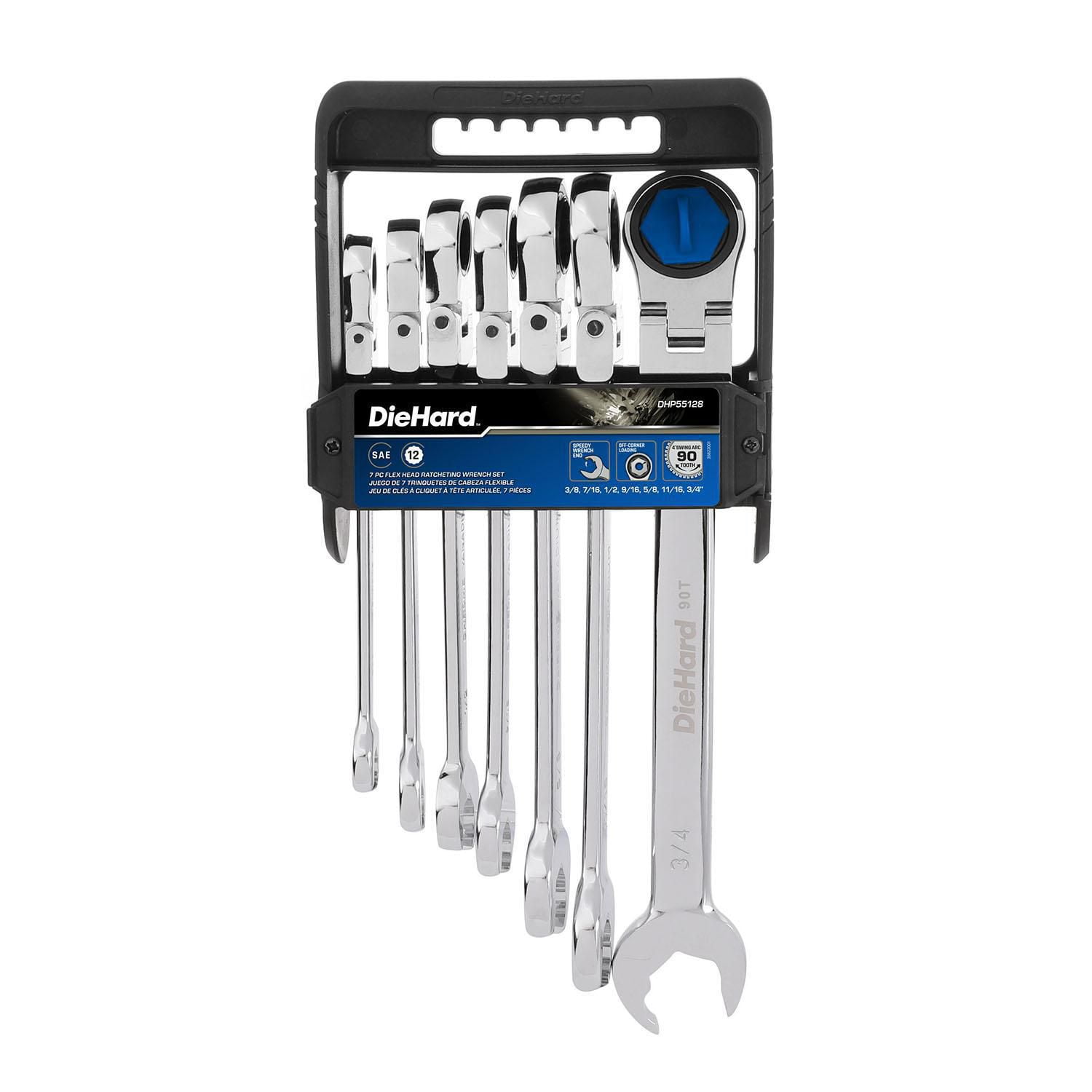 DieHard Flex Ratcheting Wrench Set, SAE, 7Piece