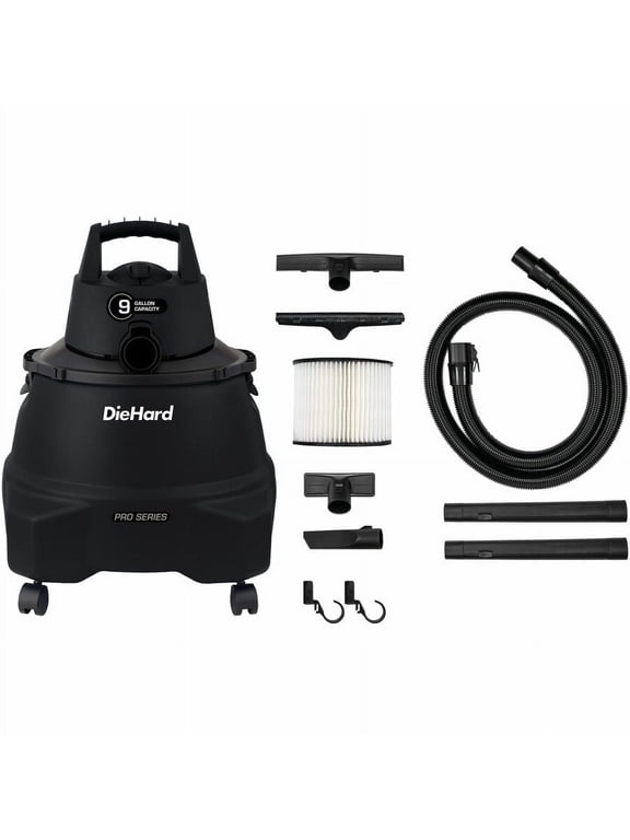: Wet Dry Shop Vacuum - 9 Gallon, 5 HP - Black Portable Vac w/ Blower, Extension Wands & Tools, Caster Wheels, Garage-Mess-Jobsite Appliance