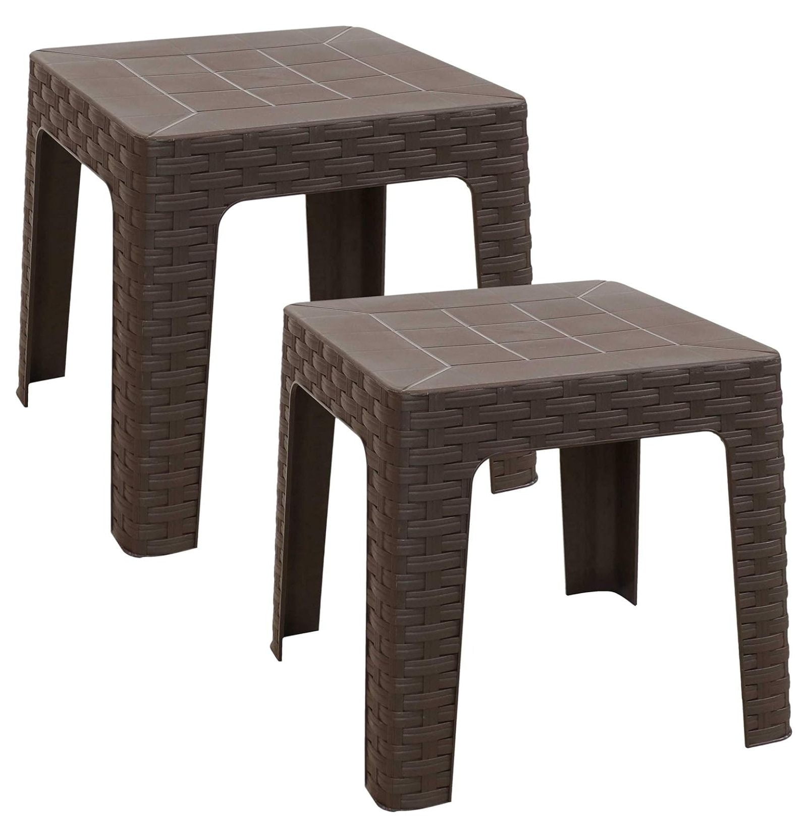 Sunnydaze 18" Brown Polypropylene Square Patio Side Table Set