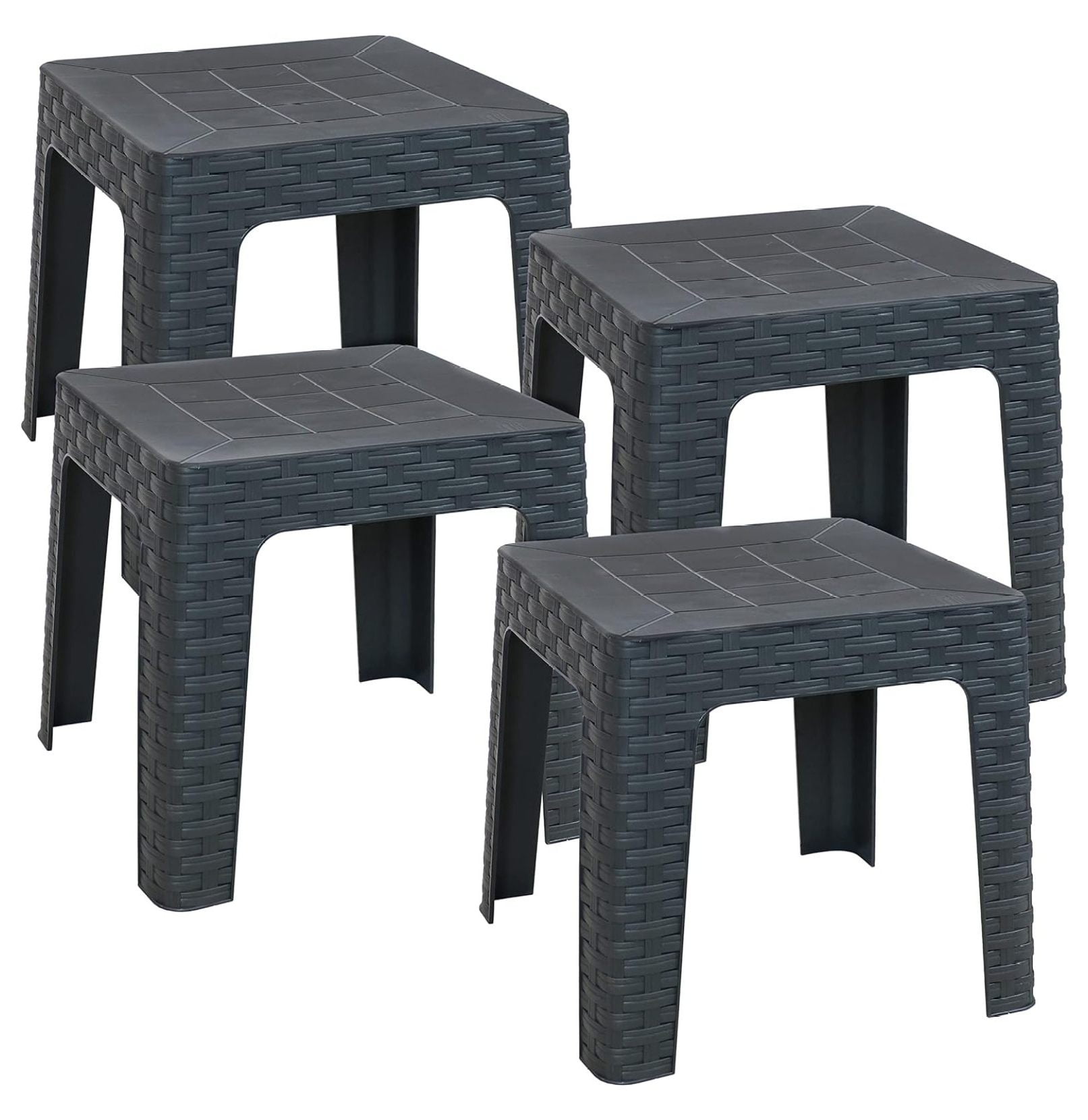 DieJedXi 18Inch Square Indoor/Outdoor Plastic Side Table Set of 4