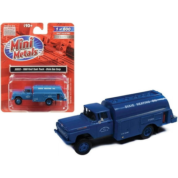1960 Ford Tank Truck Dixie Gas Corp." Blue 1/87 (HO) Scale Model by Classic Metal Works"