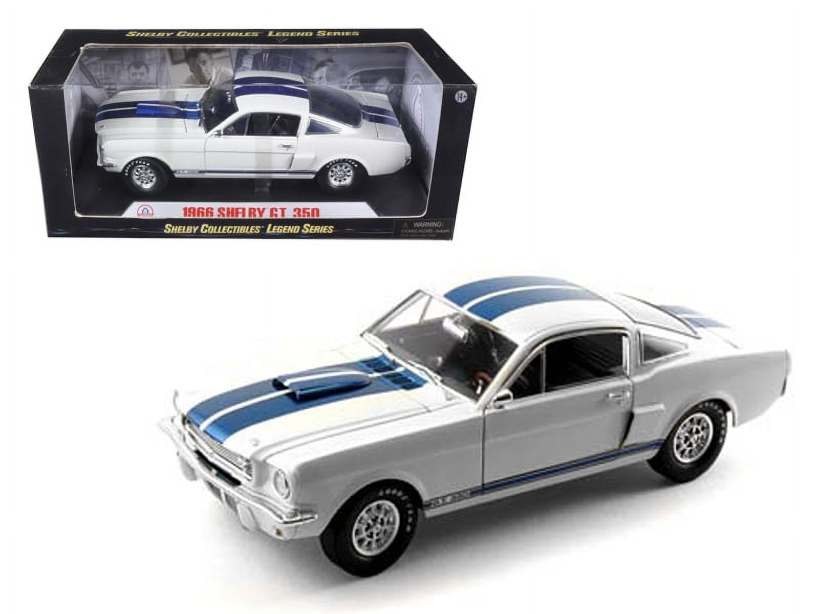 Diecast 1966 Ford Mustang Shelby GT350 White with Blue Stripes 1/18 Diecast  Model Car by Shelby Collectibles