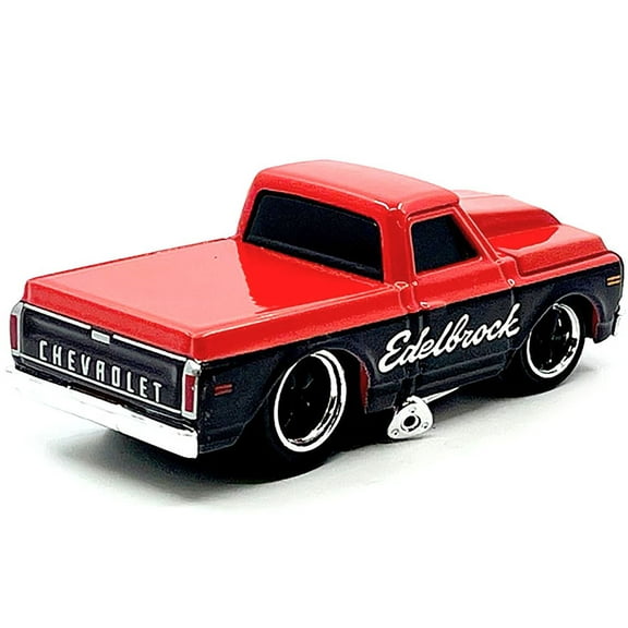 1972 Chevrolet C-10 Pickup Truck Diecast Model - Striking Red & Black 'Edelbrock' Edition 1/64 Scale by Muscle Machines