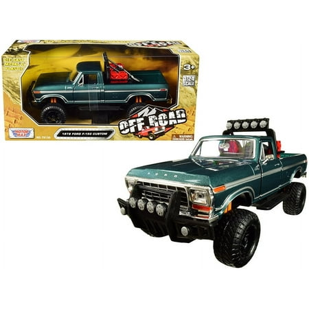 1979 Ford F-150 Custom Off-Road Pickup Truck Green Metallic 1/24 Diecast Model Car by Motormax 79138