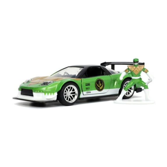 Diecast 2002 Honda NSX Type-R Japan Spec RHD (Right Hand Drive) and Green Ranger Diecast Figurine "Power Rangers" "Hollywood Rides" Series 1/32 Diecast Model Car by Jada