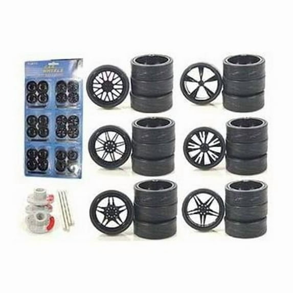 DieCast 2004B Custom Wheels for 1-18 Scale Cars & Trucks 24 Piece Wheels & Tires Set