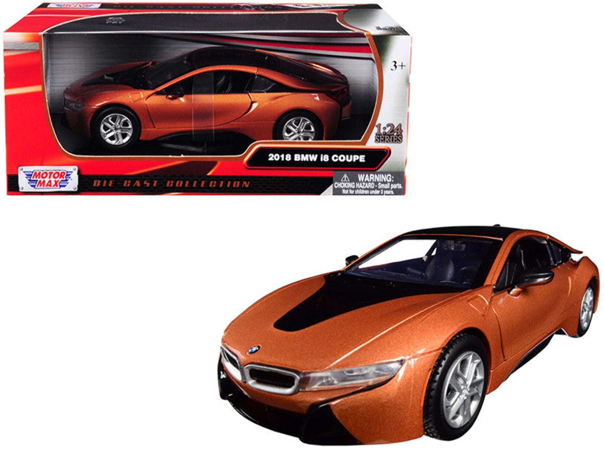 2018 BMW i8 Coupe Metallic Blue with Black Top 1-24 Diecast Model