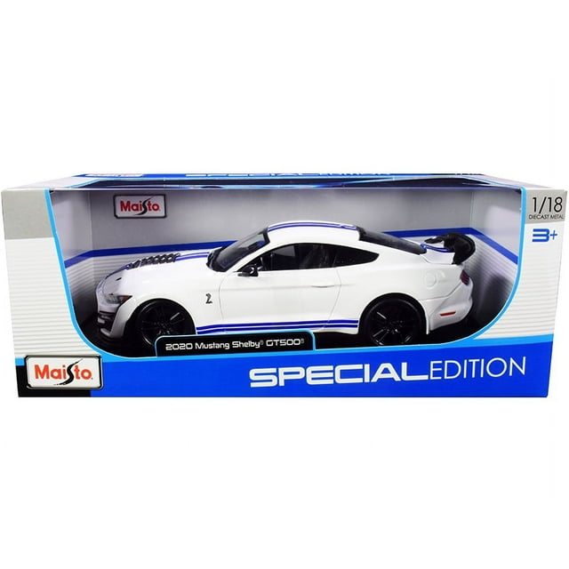 2020 Ford Mustang Shelby GT500 White with Blue Stripes "Special Edition