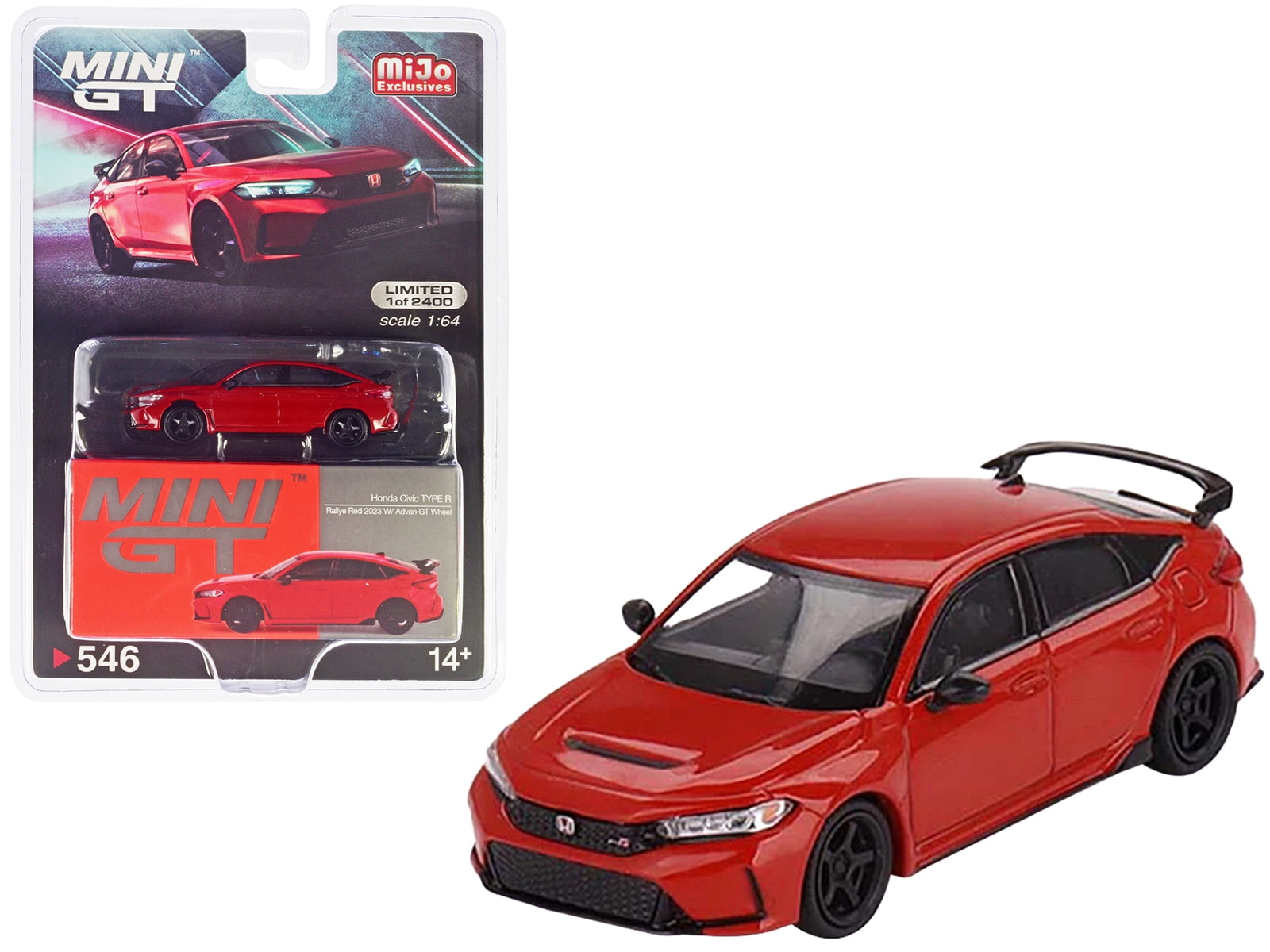 Diecast 2023 Honda Civic Type R Rallye Red with ADVAN GT Wheel Limited  Edition to 2400 pieces Worldwide 1/64 Diecast Model Car by True Scale