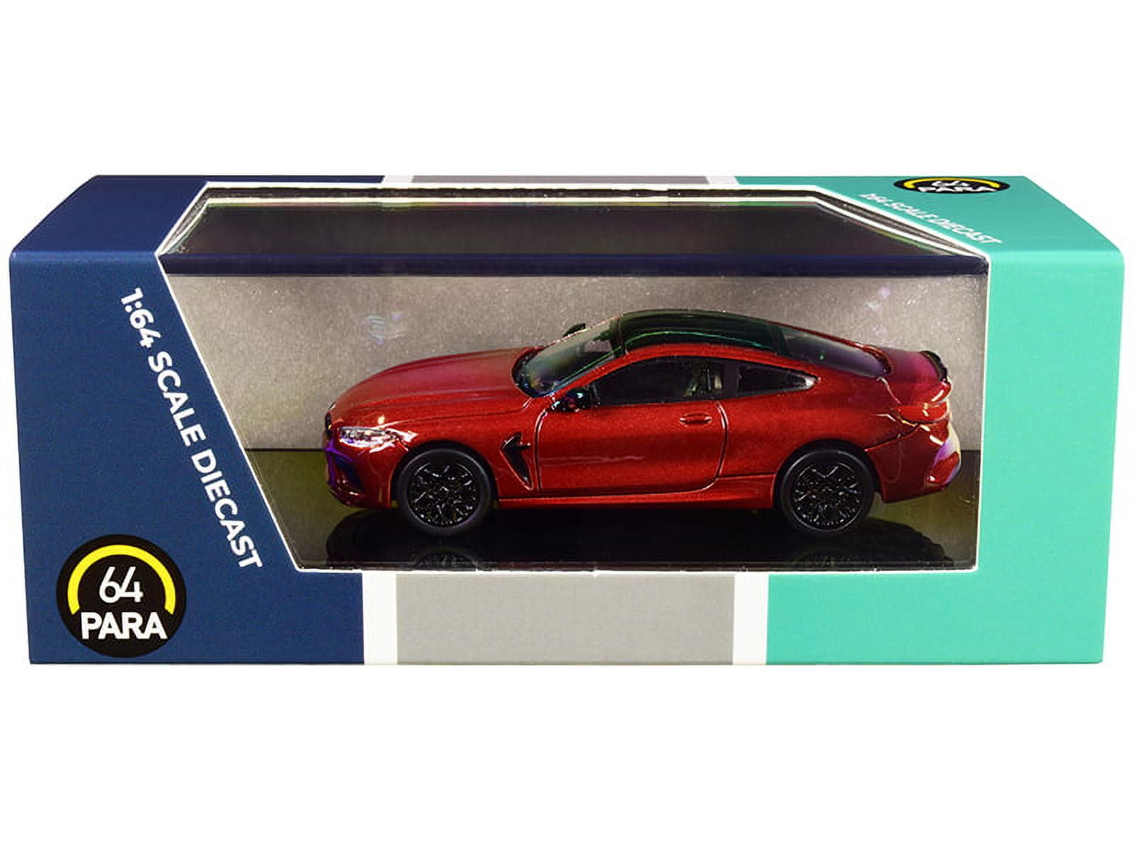BMW M8 Coupe in Motegi Red Metallic with Black Roof 1/64 Scale Diecast Model by Paragon