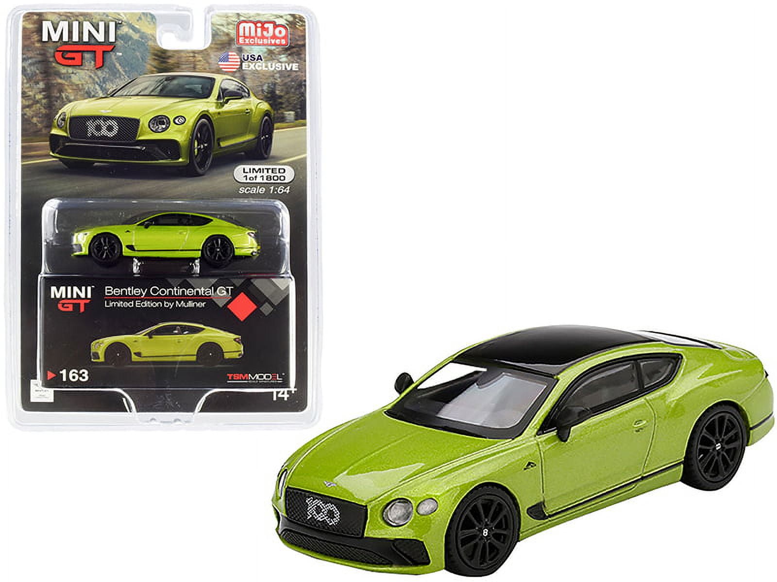 Diecast Bentley Continental GT Limited Edition by Mulliner Green Metallic  with Black Top Limited Edition to 1800 pieces Worldwide 1/64 Diecast Model  Car by True Scale Miniatures 
