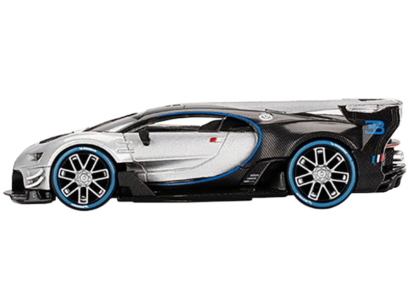 Diecast Bugatti Vision Gran Turismo Silver Metallic and Carbon Limited