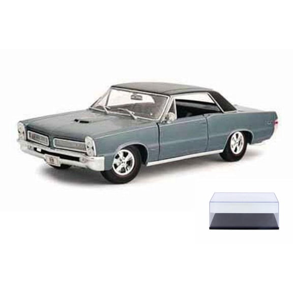 Diecast Car & Display Case Package - 1965 Pontiac GTO HURST, Blue - Maisto 31885 - 1/18 Scale Diecast Model Toy Car w/Display Case