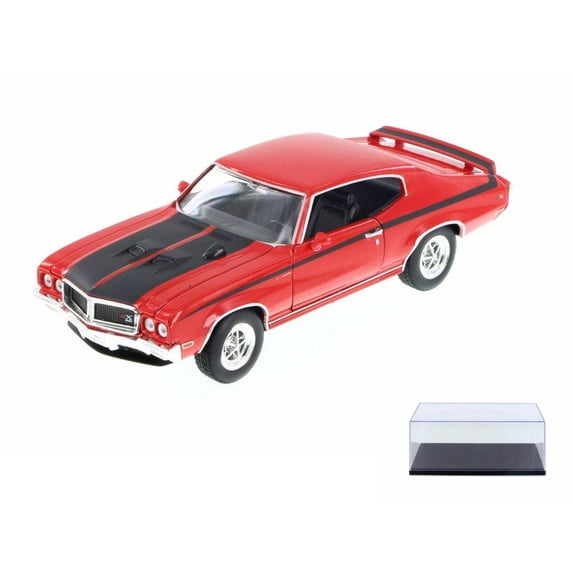 Diecast Car & Display Case Package - 1970 Buick GSX, Red w/ Black - Welly 22433WR - 1/24 Scale Diecast Model Toy Car w/Display Case