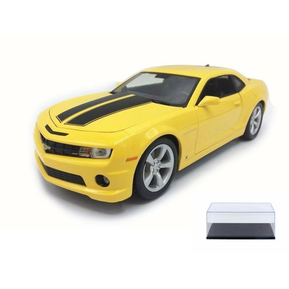 Diecast Car & Display Case Package - 2016 Chevy Camaro SS, Yellow - Maisto 31689YL - 1/18 Scale Diecast Model Toy Car w/Display Case