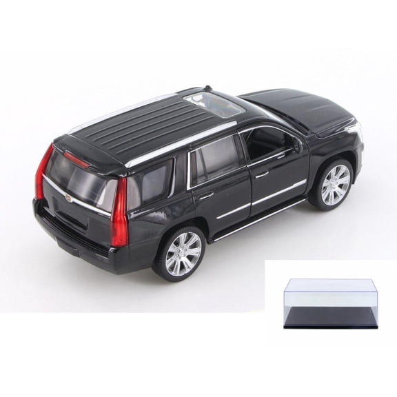 Diecast Car & Display Case Package - 2017 Cadillac Escalade, Gloss Black - Welly 24084/4D - 1/24 Scale Diecast Model Toy Car w/Display Case