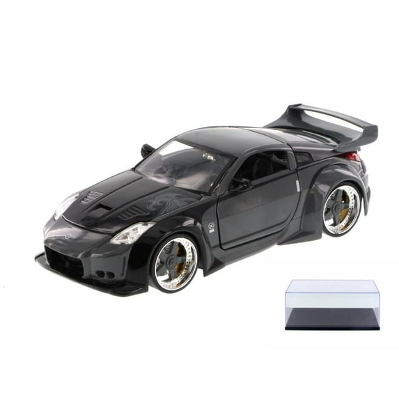Diecast Car & Display Case Package - Fast & Furious D.K.'s 2006 Nissan 350Z Hard Top, Gray with Black - JADA 97172 - 1/24 Scale Diecast Model Toy Car w/Display Case
