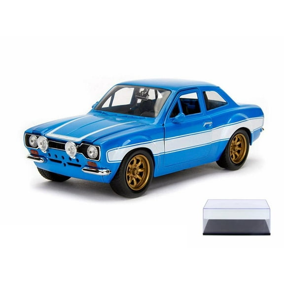 Diecast Car & Display Case Package - Ford Escort RS2000 MKI Hard Top, Fast and Furious - Jada 99795 - 1/24 Scale Diecast Model Toy Car w/Display Case