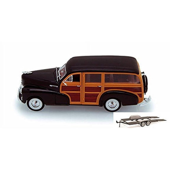 Diecast Car & Trailer Package - 1948 Chevy Fleetmaster, Black - Welly 22083 - 1/24 scale Diecast Model Toy Car w/Trailer