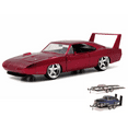 thumbnail image 1 of Diecast Car & Trailer Package - 1969 Dodge Charger Daytona, Burgundy - Jada Toys 97060 - 1/24 scale Diecast Model Toy Car w/Trailer, 1 of 3