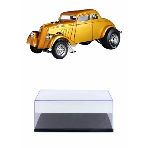 Diecast Car w/Display Case - 1933 Custom Gasser, Gold - Acme A1800914 - 1/18 scale Diecast Model Toy Car
