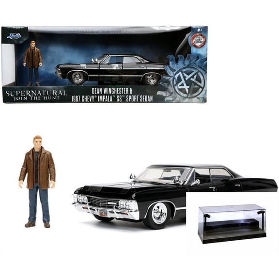 Diecast Car w/Display Case - 1967 Chevy Impala SS Sport Sedan with Dean Winchester Diecast Figurine, Supernatural - Jada Toys 32250/4 - 1/24 scale Diecast Model Toy Car