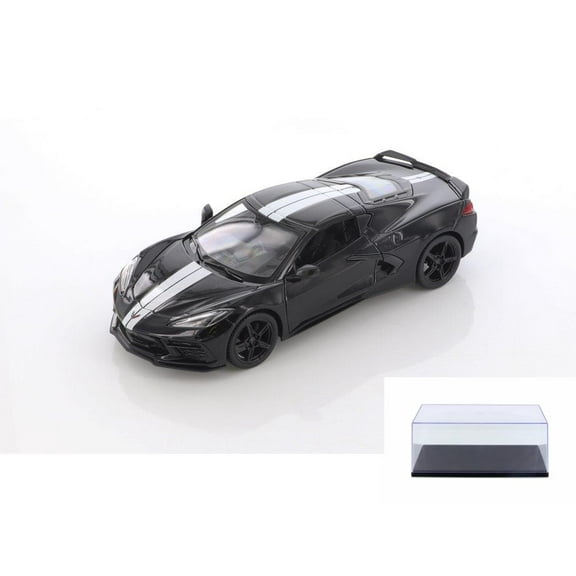 Diecast Car w/Display Case - 2020 Chevy Corvette Stingray Coupe Z51, Black - Showcasts 34527D4 - 1/24 scale Diecast Model Toy Car