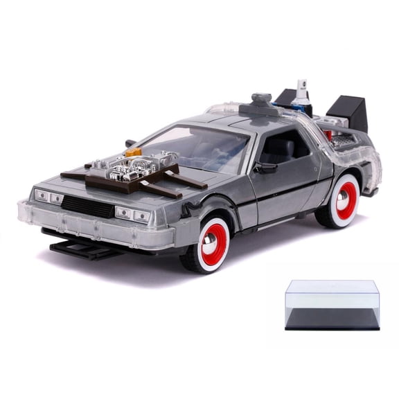 Diecast Car w/Display Case - DeLorean Time Machine w/ Lights, Back to the Future III - Jada Toys 32166 - 1/24 scale Diecast Car