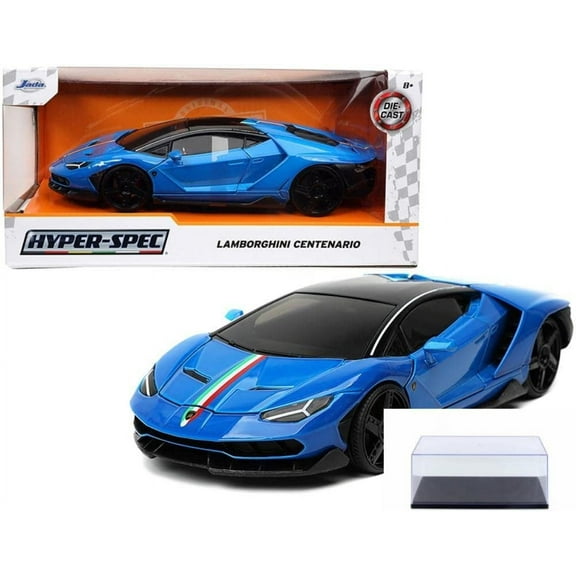 Diecast Car w/Display Case - Lamborghini Centenario, Blue - Jada Toys 32714 - 1/24 Scale Diecast Model Toy Car