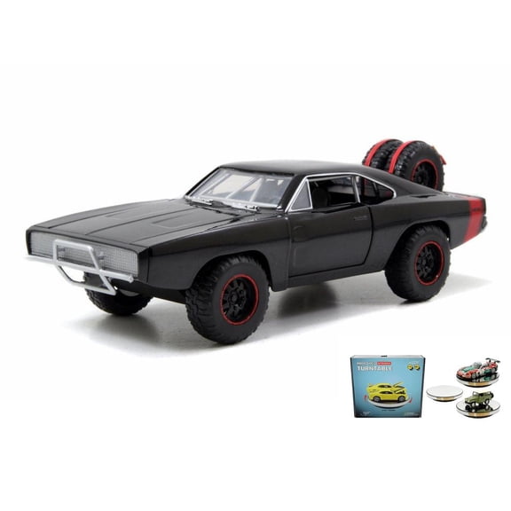 Diecast Car w/Display Turntable - Dom's 1970 Dodge Charger Off-Road - 1/24 scale Diecast Car