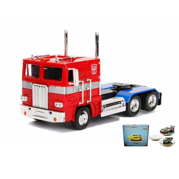 Diecast Car w/Display Turntable - Optimus Prime, Transformers G1 - Jada- 1/24 scale Diecast Car