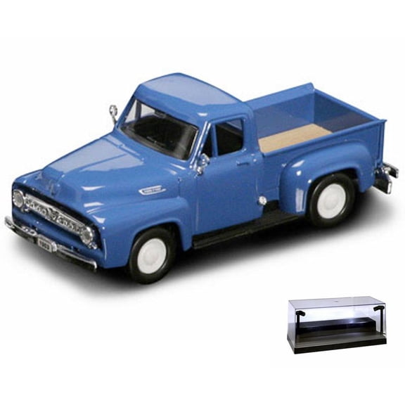 Diecast Car w/LED Display Case - 1953 Ford Pickup Truck, Blue - Yatming 94204 - 1/43 Scale Diecast Model Toy Car