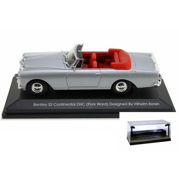 Diecast Car w/LED Display Case - 1961 Bentley S2 Continental DHC Convertible, Silver - Yatming 43214 - 1/43 Scale Diecast Model Toy Car