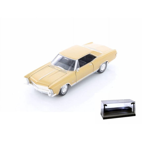 Diecast Car w/LED Display Case - 1965 Buick Riviera Grand Sport Hard Top, Gold - Welly 24072/4D - 1/24 Scale Diecast Model Toy Car