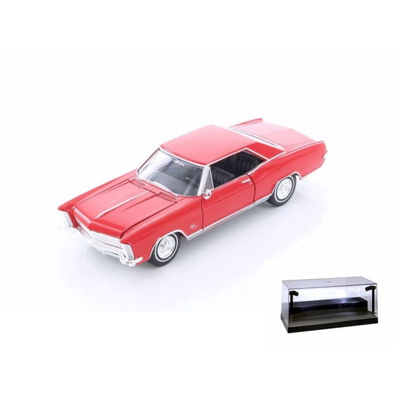 Diecast Car w/LED Display Case - 1965 Buick Riviera Grand Sport Hard Top, Red - Welly 24072/4D - 1/24 Scale Diecast Model Toy Car