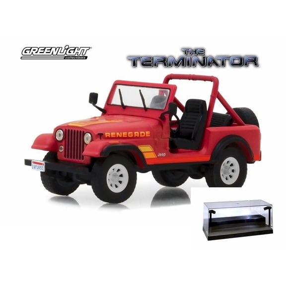 Diecast Car w/LED Display Case - 1983 Jeep CJ-7 Renegade, The Terminator - Greenlight 86533 - 1/43 scale Diecast Model Toy Car