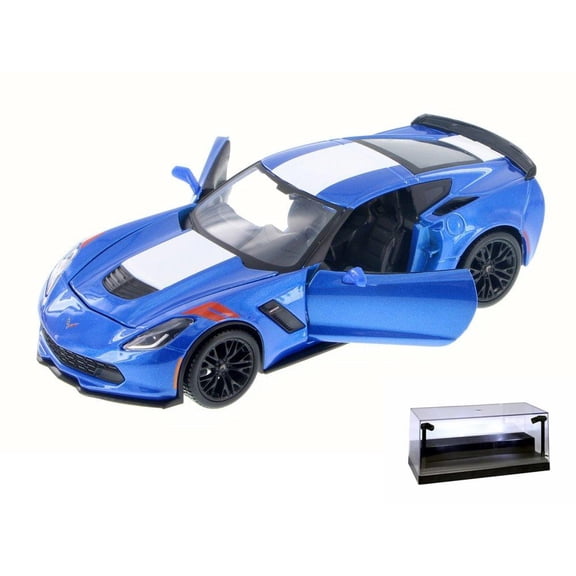 Diecast Car w/LED Display Case - 2017 Chevrolet Corvette Grand Sport, Blue - Maisto 31516BU - 1/24 Scale Diecast Model Toy Car