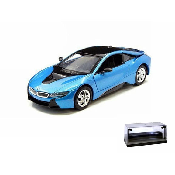 Diecast Car w/LED Display Case - 2018 BMW i8 Coupe Hardtop, Blue - Showcasts 79359BU - 1/24 Scale Diecast Model Toy Car