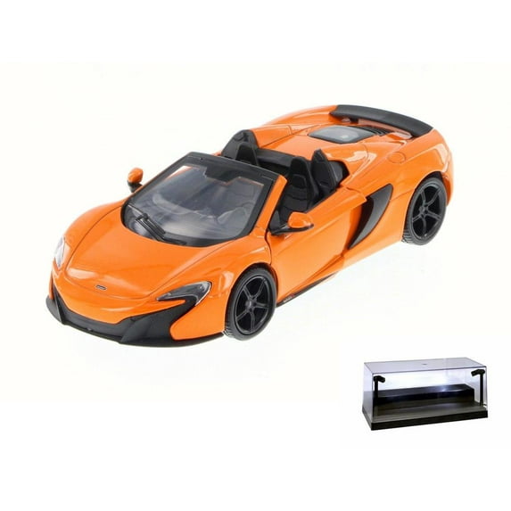 Diecast Car w/LED Display Case - McLaren 650S Spider Convertible, Orange - Motor Max 79326 - 1/24 Scale Diecast Model Toy Car
