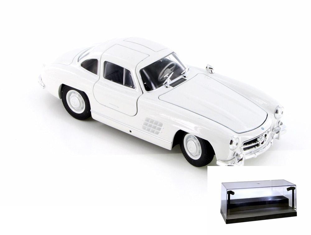 Diecast Car w/LED Display Case - Mercedes-Benz 300SL, White - Welly 24064/4D - 1/24 Scale Diecast Model Toy Car