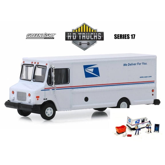 Diecast Car w/Mail Service Figurine Set - 2019 Mail Delivery Vehicle, United States Post Office (USPS) - Greenlight 33170B - 1/64 Diecast Car