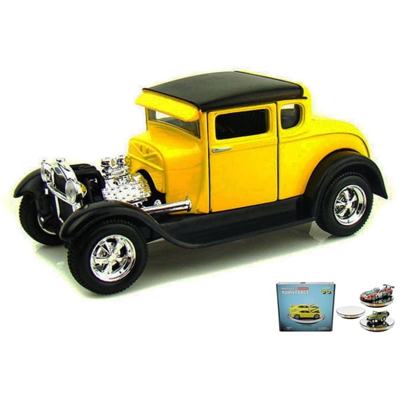 Diecast Car w/Rotary Turntable - 1929 Ford Model A, Yellow - Maisto 31201 - 1/24 Scale Diecast Car