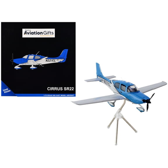 Cirrus SR22 Composite Aircraft (N221CL) Blue "Gemini General Aviation" Series 1/72 Die Cast Model Airplane by GeminiJets