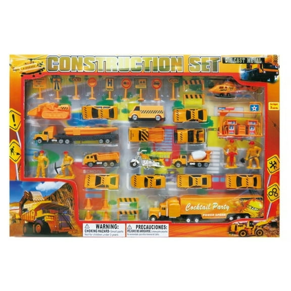 Diecast Construction Set with Stage Map, Multicolor Playset