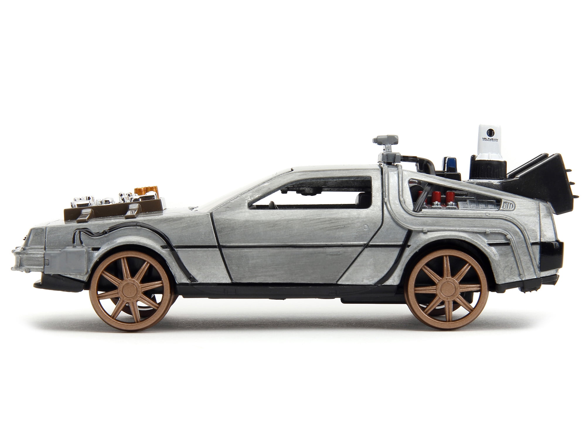 Diecast DeLorean DMC (Time Machine) Brushed Metal Train Wheel Version